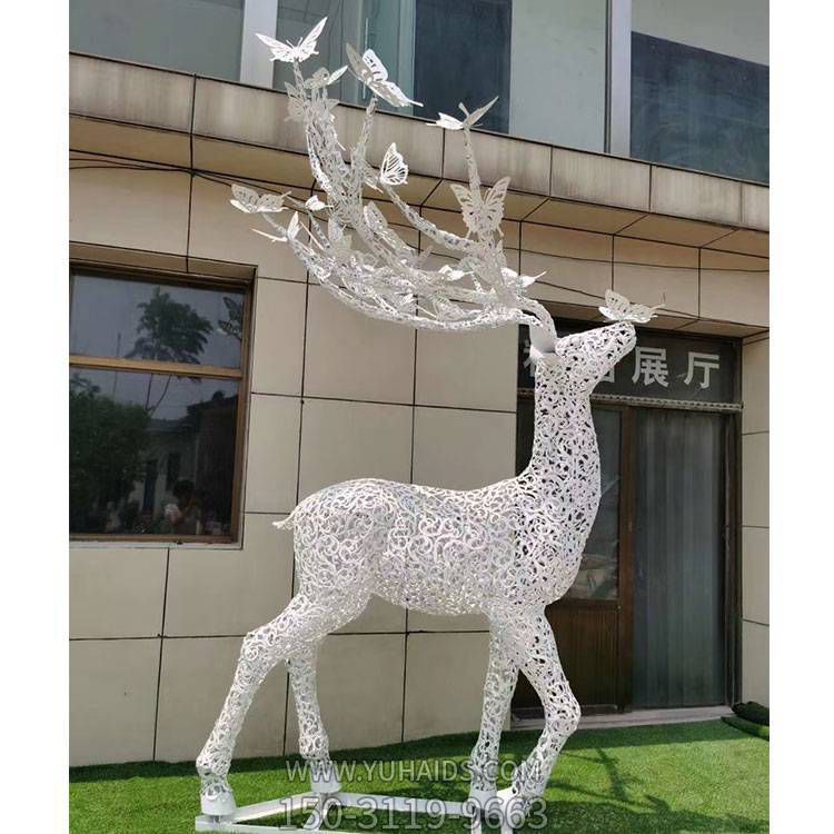 不锈钢镂空户外发光园林大型景观摆件梅花鹿博鱼网页版