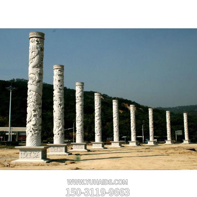 天然石材汉白玉石雕龙盘柱景区广场博鱼网页版摆件