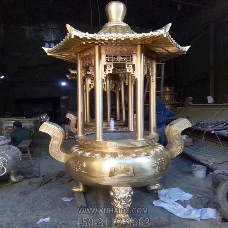 佛教铸铜漆金元宝香炉博鱼网页版