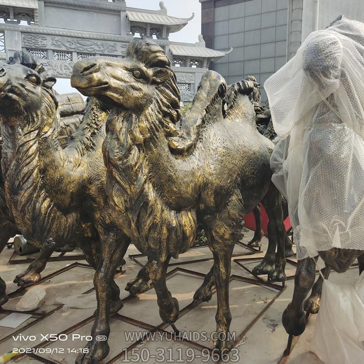 广场摆放玻璃钢仿铜骆驼景观博鱼网页版