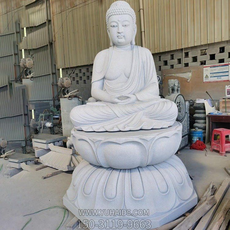 景区寺院大理石户外摆放文殊菩萨三面观音像石雕博鱼网页版