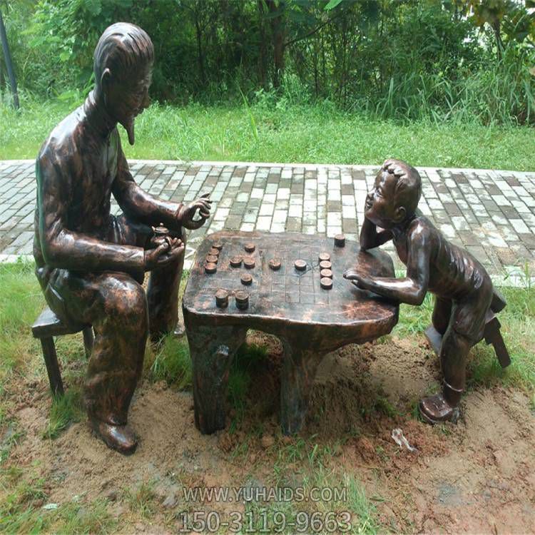 公园户外铜雕下棋的人物景观博鱼网页版