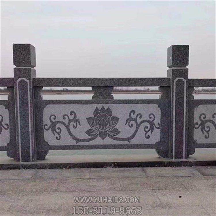 石雕公园湖边花岗岩浮雕荷花防护栏板博鱼网页版