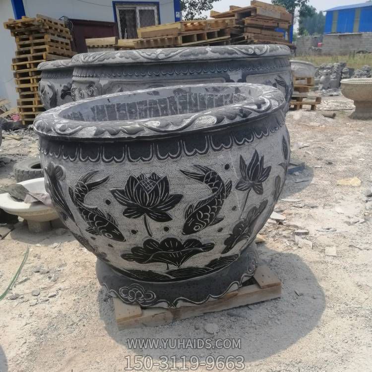 仿古青石石雕鱼缸园林庭院摆件博鱼网页版