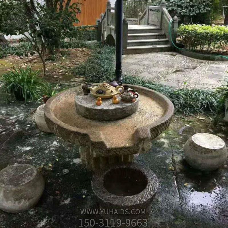 老石槽流水组合摆件 民间老石磨庭院石桌摆件博鱼网页版