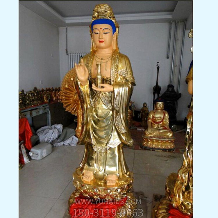 宗教寺庙纯金打造观音博鱼网页版摆件
