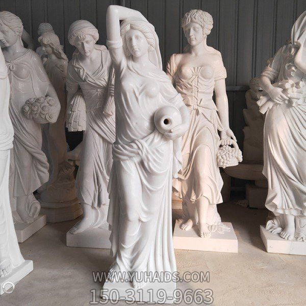 汉白玉浮雕西方女人拿水瓶售楼部园林人物摆件博鱼网页版