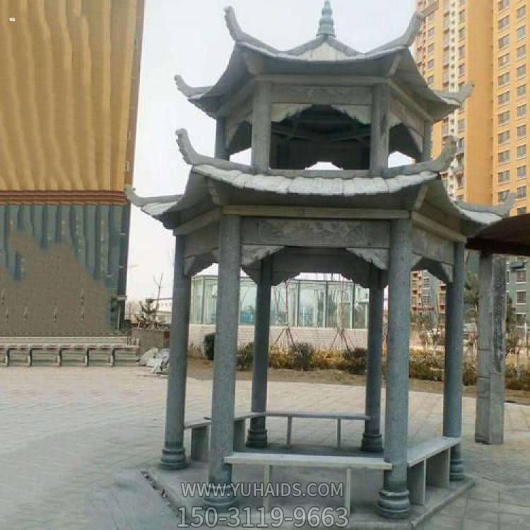 小区广场户外摆放青石二层休闲凉亭摆件博鱼网页版