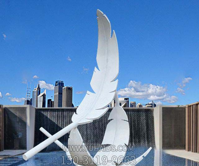 羽毛博鱼网页版-景区三片漂浮的不锈钢羽毛博鱼网页版