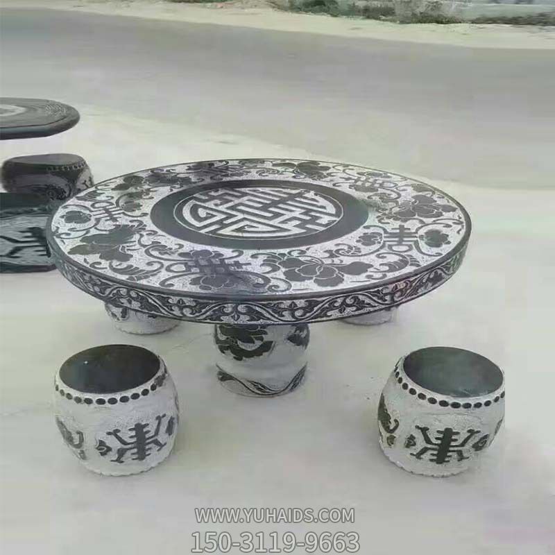 庭院摆放户外浮雕刻花纹天然大理石桌椅博鱼网页版