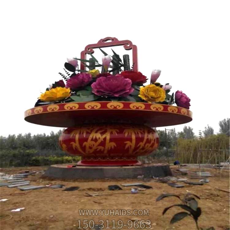 公园广场大型玻璃钢景观花篮，庆典大花篮博鱼网页版