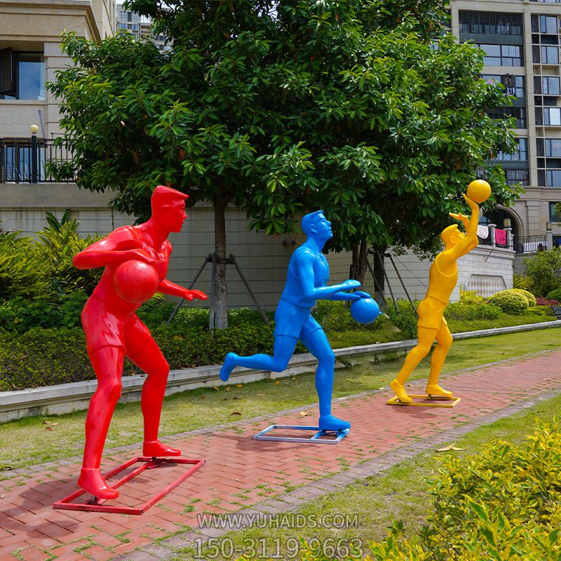 小区户外彩绘打篮球运动人物玻璃钢博鱼网页版