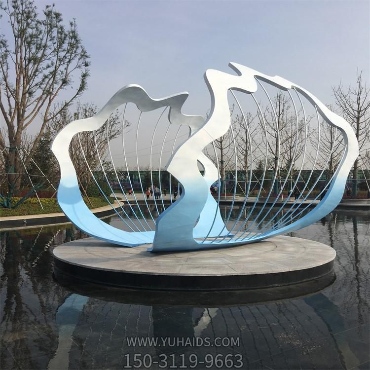 大型不锈钢镂空喷漆扇贝水景观小品博鱼网页版