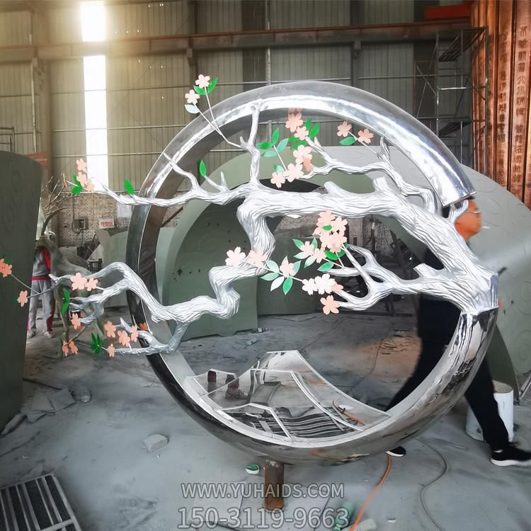 不锈钢创意户外园林景观树枝圆环博鱼网页版