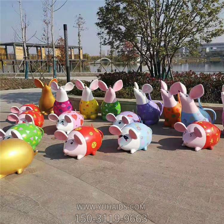 玻璃钢彩绘卡通老鼠动物小品公园博鱼网页版