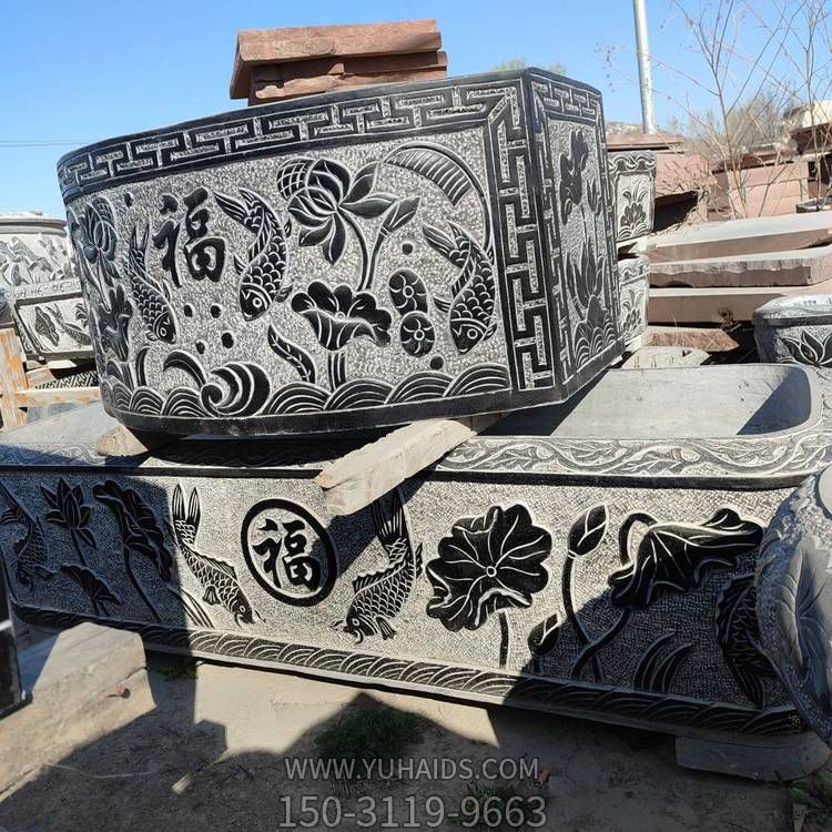 青石石雕庭院别墅小区鱼缸博鱼网页版摆件