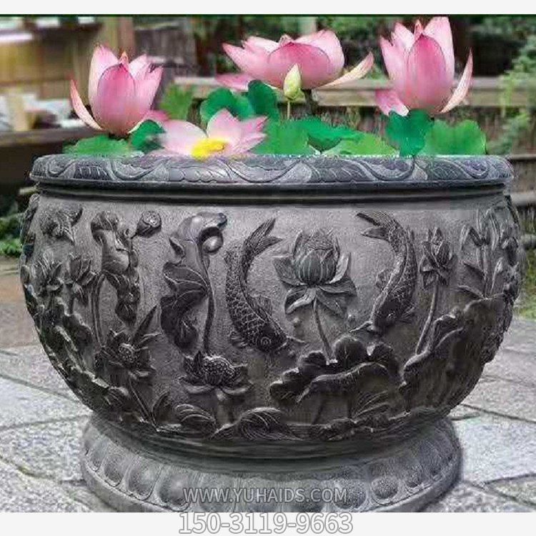别墅摆放青石雕刻养鱼荷花水缸博鱼网页版