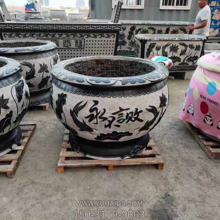 仿古天然水缸户外家用流水老石槽摆件博鱼网页版