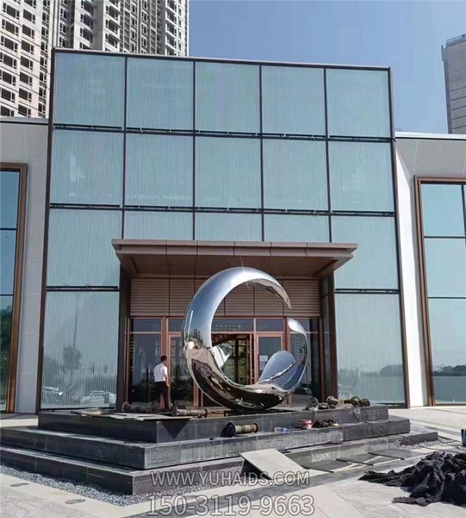 不锈钢月亮博鱼网页版创意圆环镂空金属装饰广场水景观