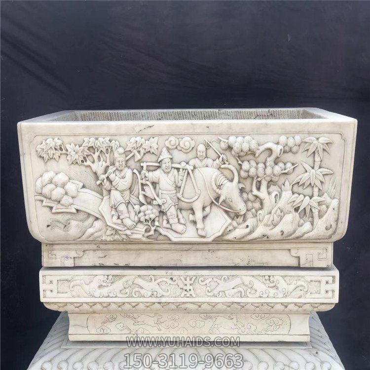 大理石荷花青石流水摆件仿古做旧花盆摆件博鱼网页版