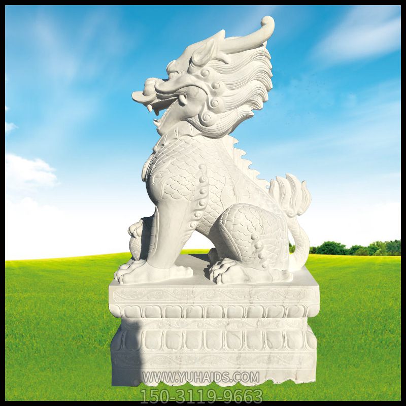 户外草坪汉白玉石雕麒麟博鱼网页版