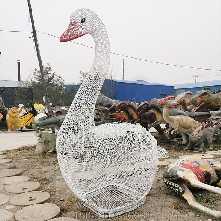大型不锈钢镂空天鹅博鱼网页版户外园林景观摆件
