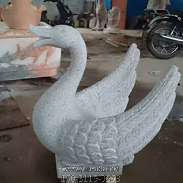 大理石雕刻天鹅喷水摆件小区广场喷泉博鱼网页版