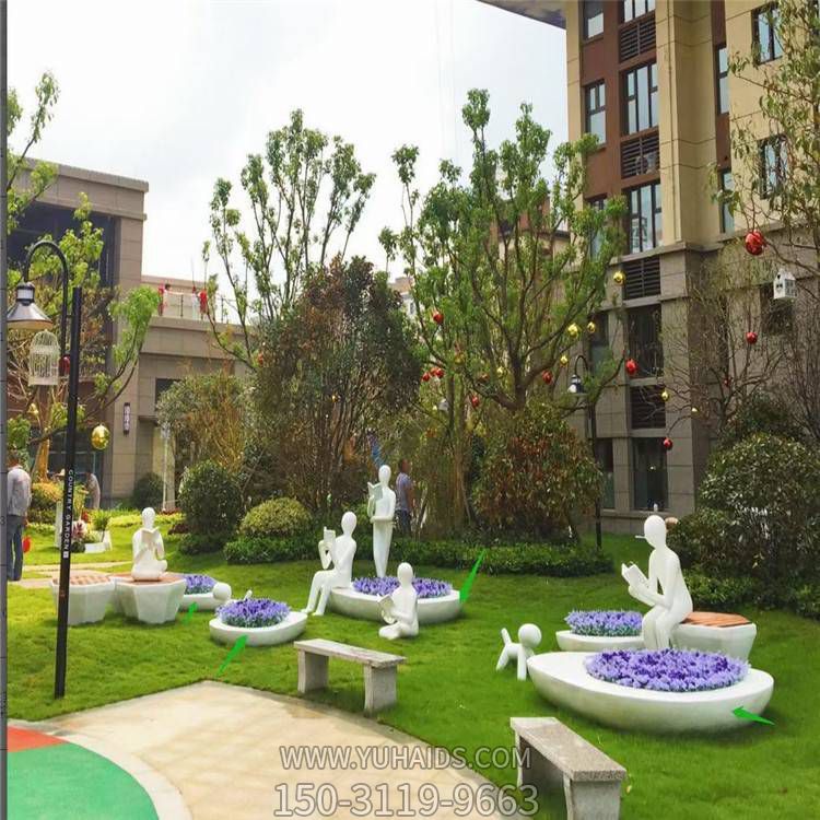 别墅校园户外园林草坪不锈钢创意抽象人物看书的景观摆件博鱼网页版