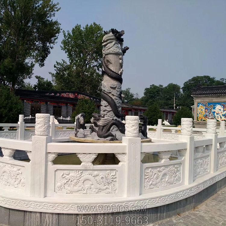 景区喷泉汉白玉浮雕龙纹护栏杆博鱼网页版