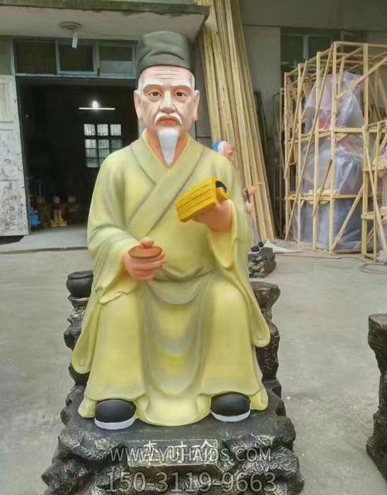 景区寺庙摆放名医李时珍彩绘铜雕像博鱼网页版