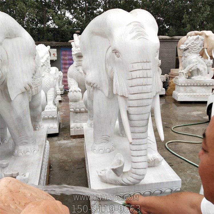 大型庭院工厂门口石雕镇宅招财大象博鱼网页版