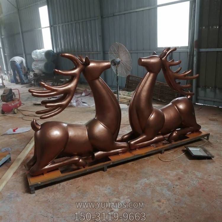 户外园林玻璃钢仿铜抽象梅花鹿博鱼网页版