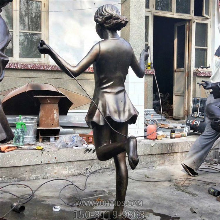 跳绳的小孩博鱼网页版 童趣主题人物铜雕 