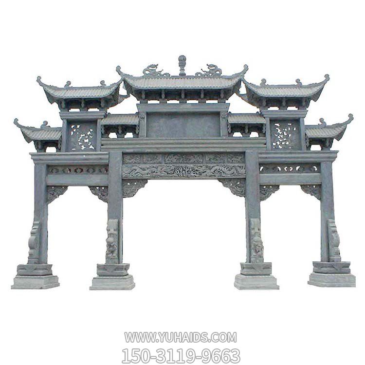 城市商业街装饰大理石浮雕仿古建筑斗拱门楼石牌坊博鱼网页版