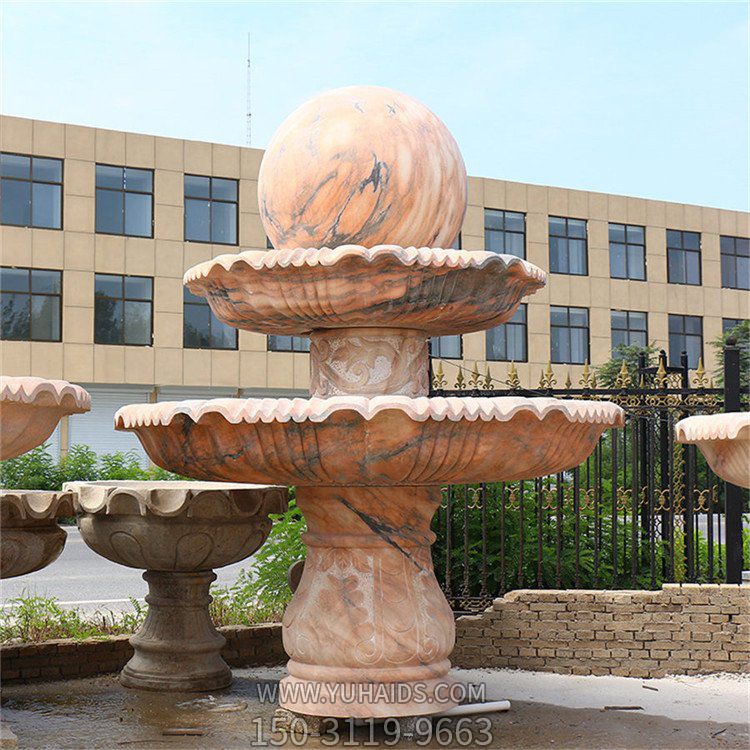 石雕晚霞红园林户外广场风水球喷泉博鱼网页版