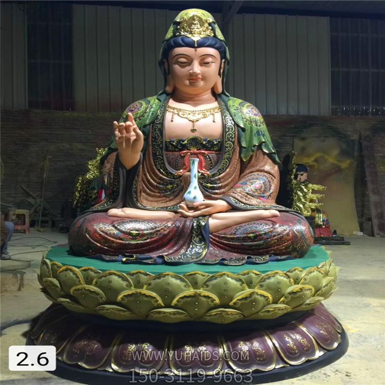 玻璃钢彩绘寺庙大型坐着的观音博鱼网页版