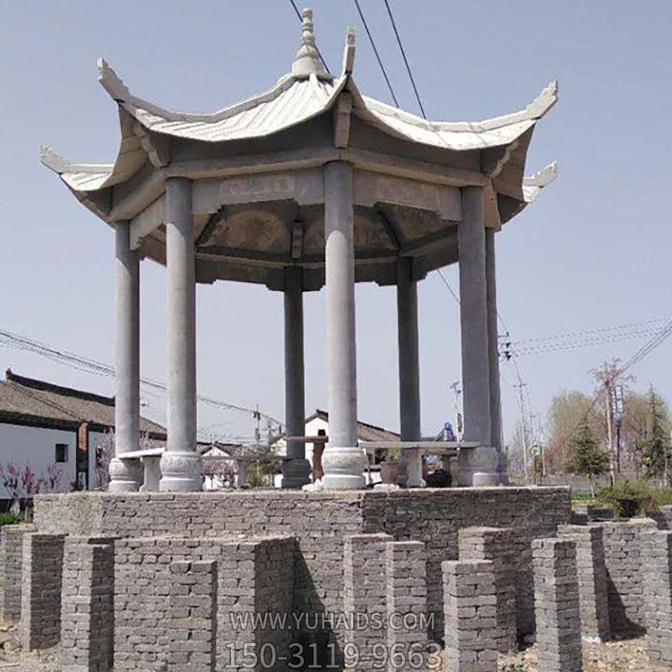 仿古做旧户外公园青石石雕凉亭博鱼网页版