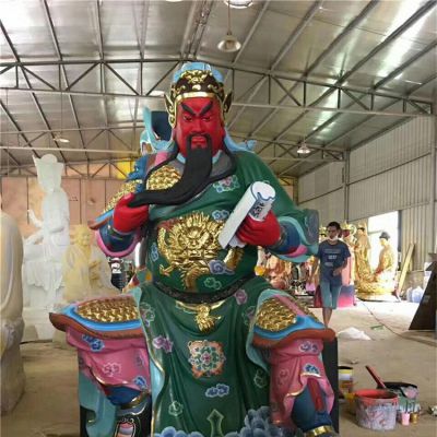 寺庙大型玻璃钢彩绘园林景观财神博鱼网页版摆件