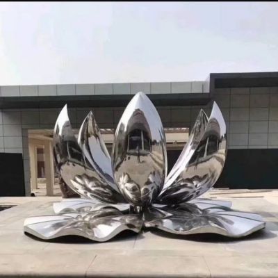 不锈钢镜面广场大型莲花博鱼网页版摆件