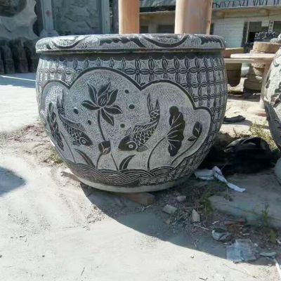 青石石雕双鱼莲花养花缸博鱼网页版