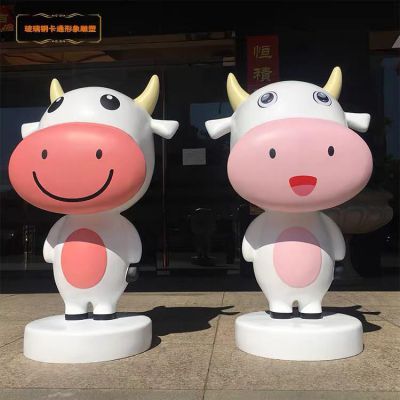 店铺商场玻璃钢美陈摆件装饰品卡通小奶牛