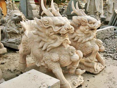 庭院门口大理石石雕神兽麒麟博鱼网页版