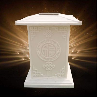酒店小区草坪摆放太阳能汉白玉石灯摆件