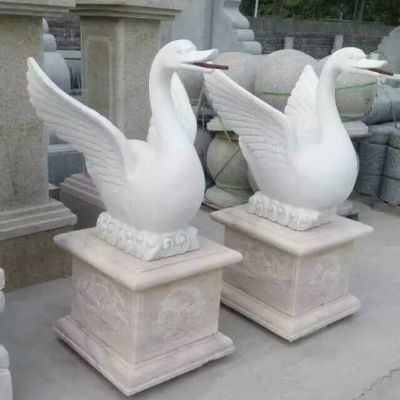 庭院小动物摆件 小区喷水石雕天鹅博鱼网页版
