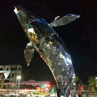 创意不锈钢几何鲸鱼博鱼网页版城市广场摆放抽象景观博鱼网页版