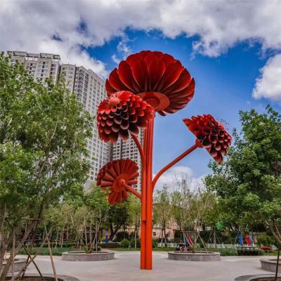 不锈钢折纸效果的抽象树木花朵造型博鱼网页版