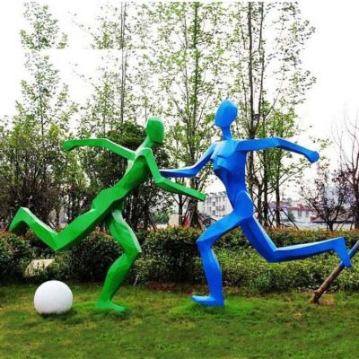 广场校园体育场所不锈钢抽象几何踢足球的人物博鱼网页版