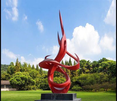 校园景观不锈钢红色创意彩带博鱼网页版