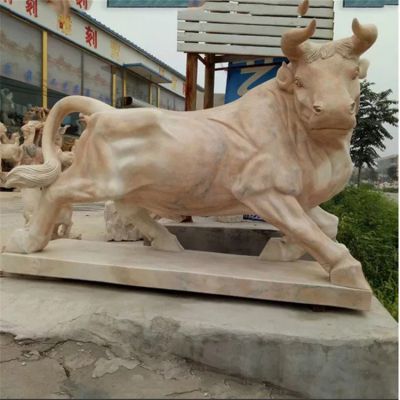 大理石雕刻奋斗牛公园博鱼网页版摆件