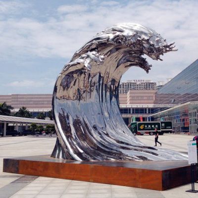广场大型不锈钢镜面海浪博鱼网页版